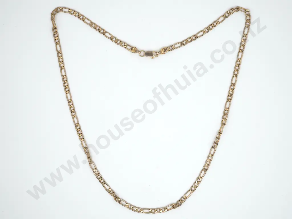 9ct Gold Figaro Flat Link Chain Image 1++