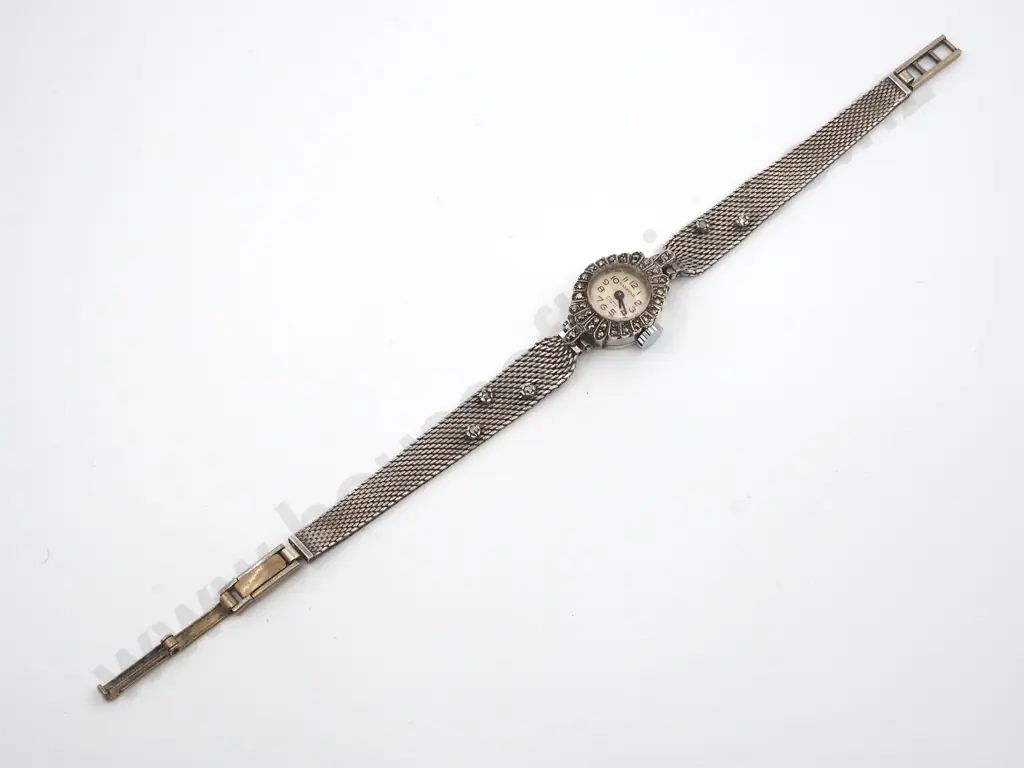 Art Deco Sterling Silver & Marcasite Ladies Wristwatch. Keep Good Time  Image 1++