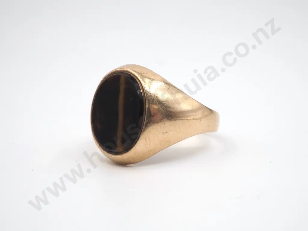 Vintage 9ct Gold Tigers Eye Signet Ring Image 1++