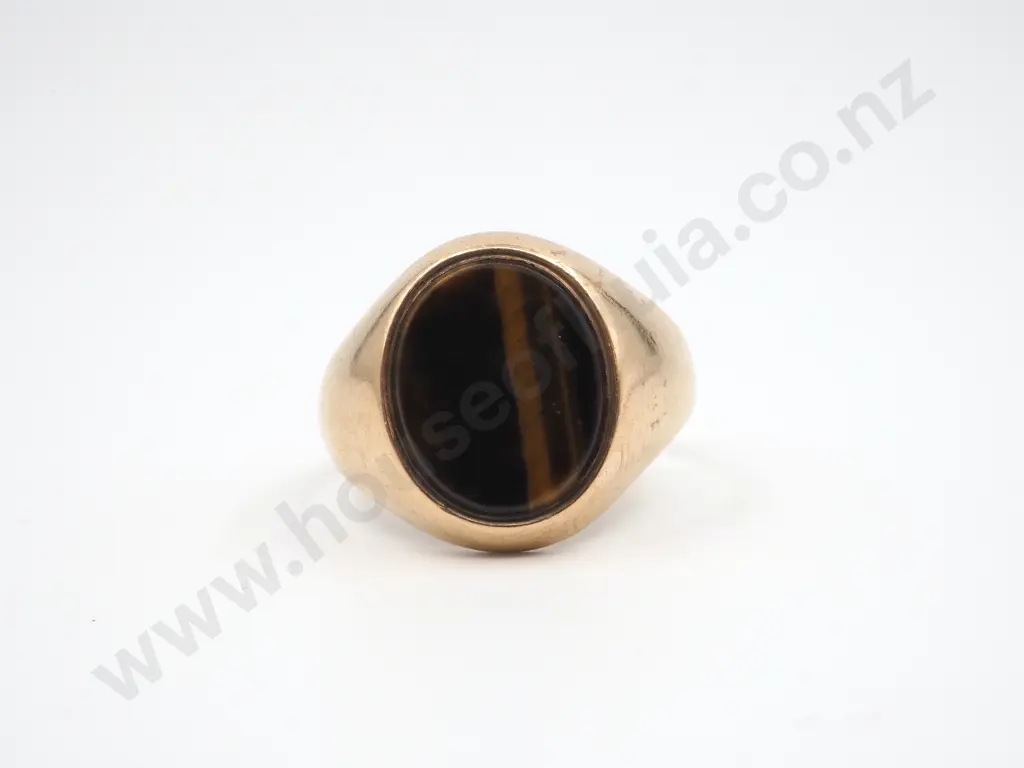 Vintage 9ct Gold Tigers Eye Signet Ring Image 1++