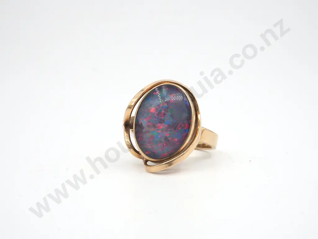 Vintage 9ct Gold & Opal Doublet Ring Image 1++