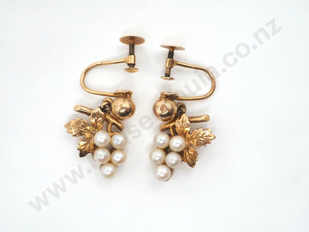 Pair of 9ct Gold Edwardian Bunch of Grape Earrings Image 1++