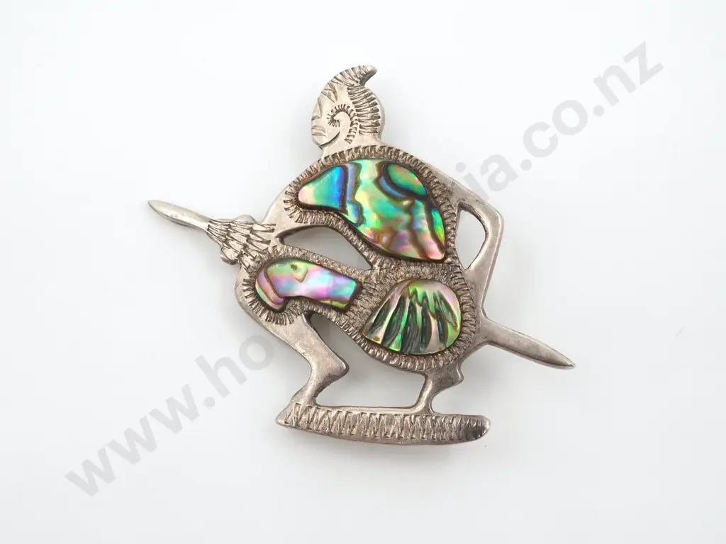Vintage Sterling Silver & Paua Shell Brooch Image 1++