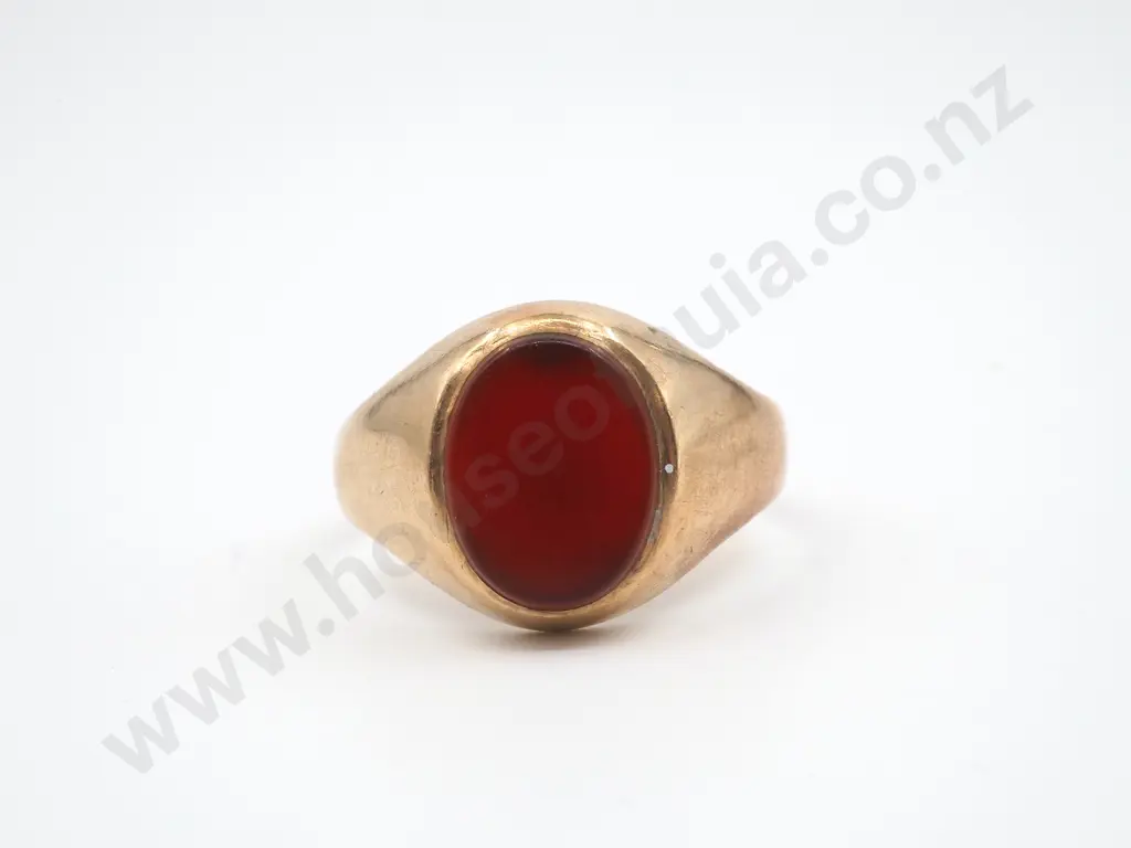 Vintage 9ct Gold Carnelian Signet Ring Image 1++