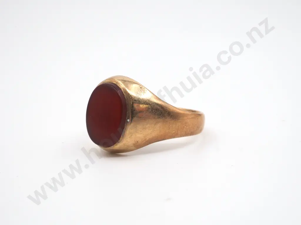 Vintage 9ct Gold Carnelian Signet Ring Image 1++
