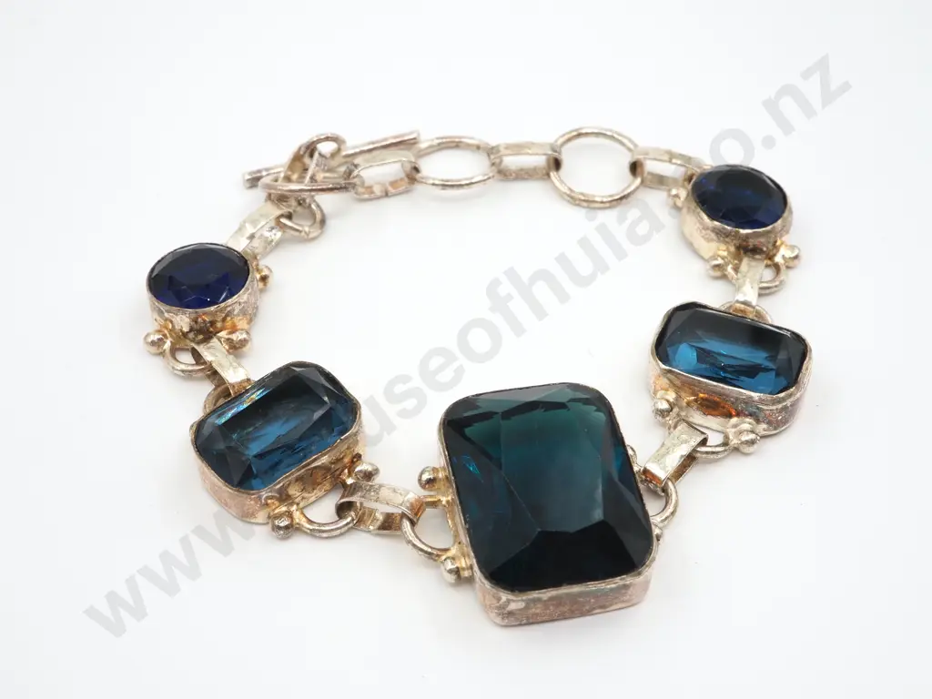 Sterling Silver Blue Gem Bracelet Image 1++