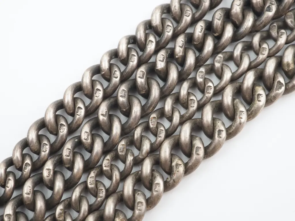 Two Sterling Silver Watch Chains Both With T Bars & Fobs. Image 1++