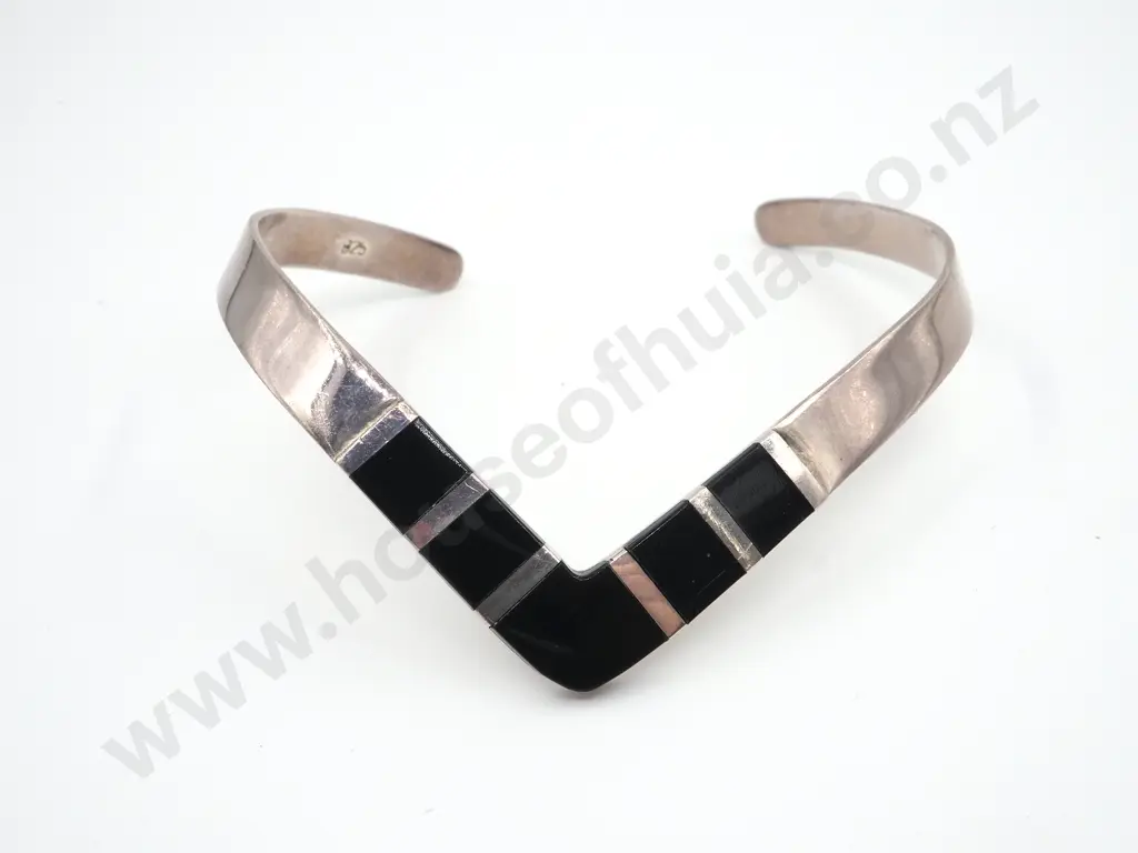 Sterling Silver & Onyx Cuff Bracelet Image 1++