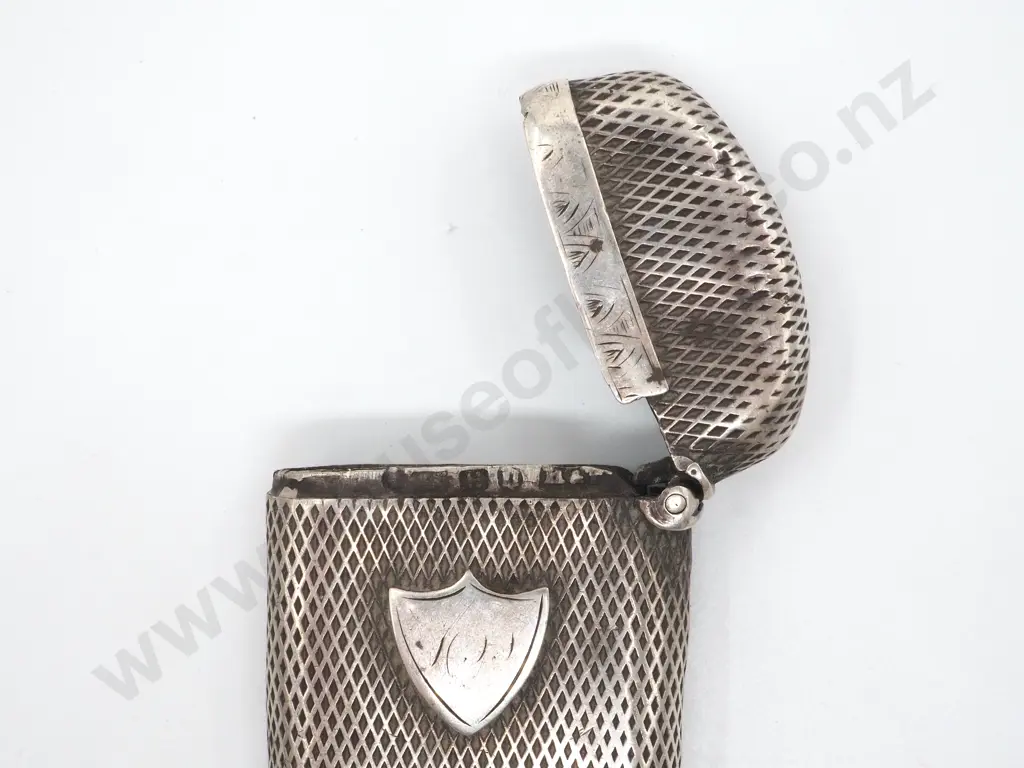 Sterling Silver Vesta  Box With Shield Shaped Cartouche Image 1++