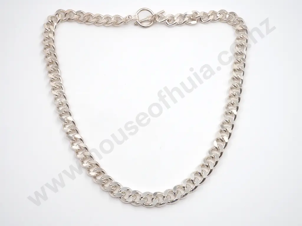 Sterling Silver Flat Chain LInk Necklace Image 1++