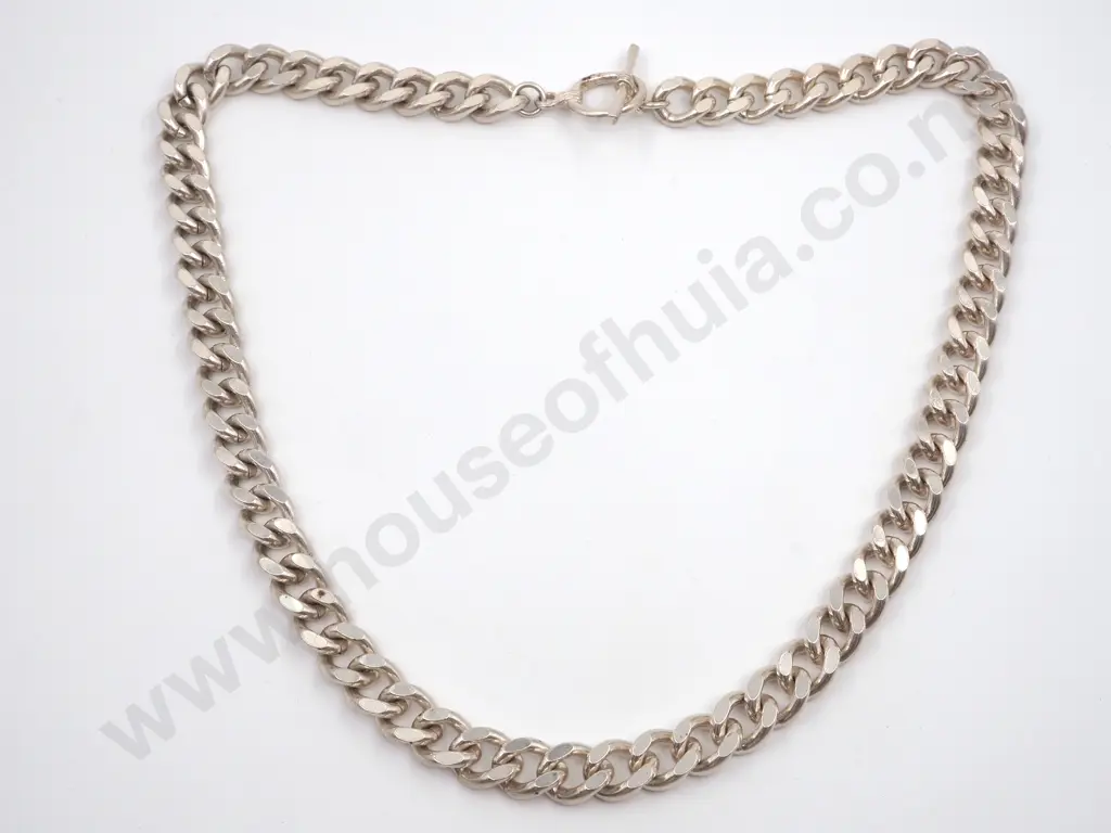 Sterling Silver Flat Chain LInk Necklace Image 1++