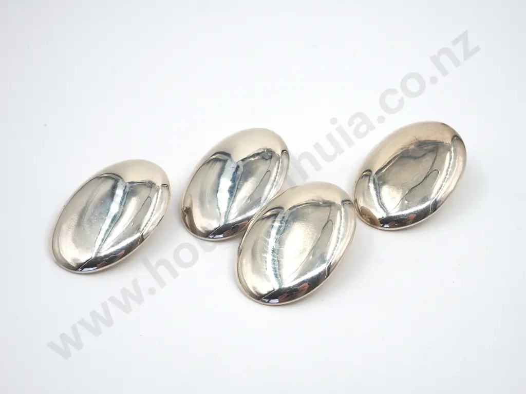 Two Pair of Large Sterling Silver Oval Shaped Clip On Earrings Image 1++