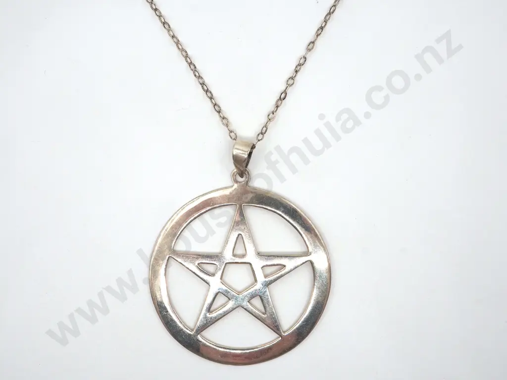 Large Sterling Silver Star Of David In Circle Pendant Image 1++