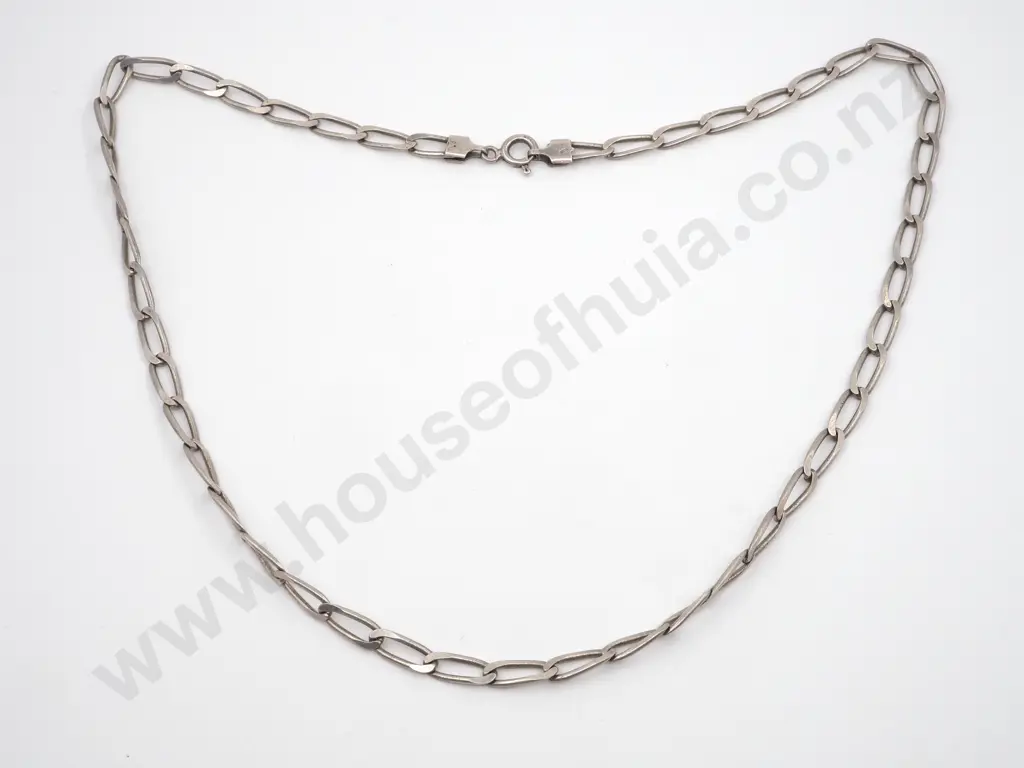 Sterling Silver Necklace w Long Link Chain. Image 1++