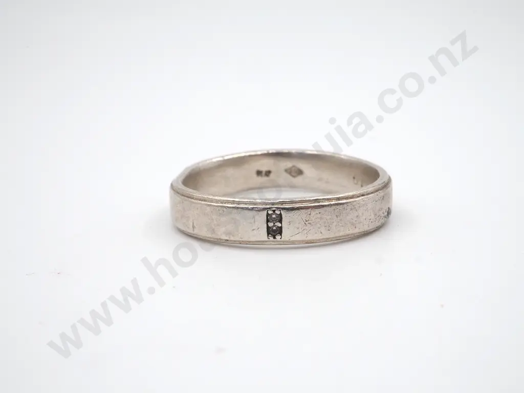 Platinum  Ring  Set With Two Small Stones Image 1++