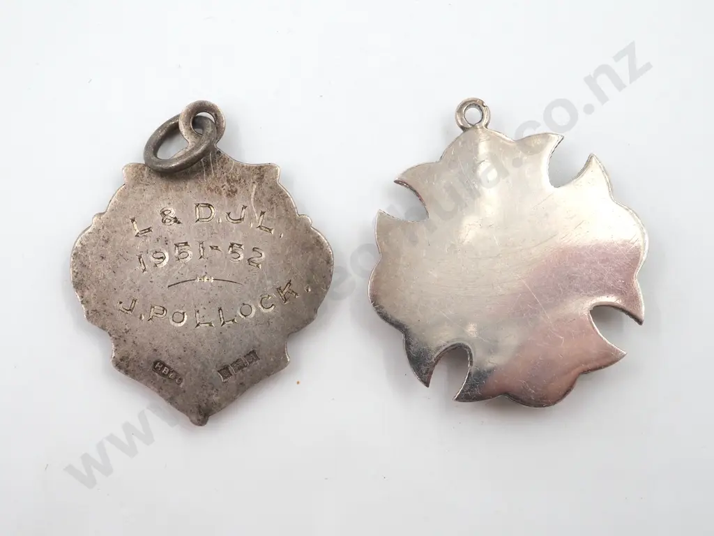 Two Vintage Sterling Silver Fobs. Both Have An Empty Cartouche Image 1++