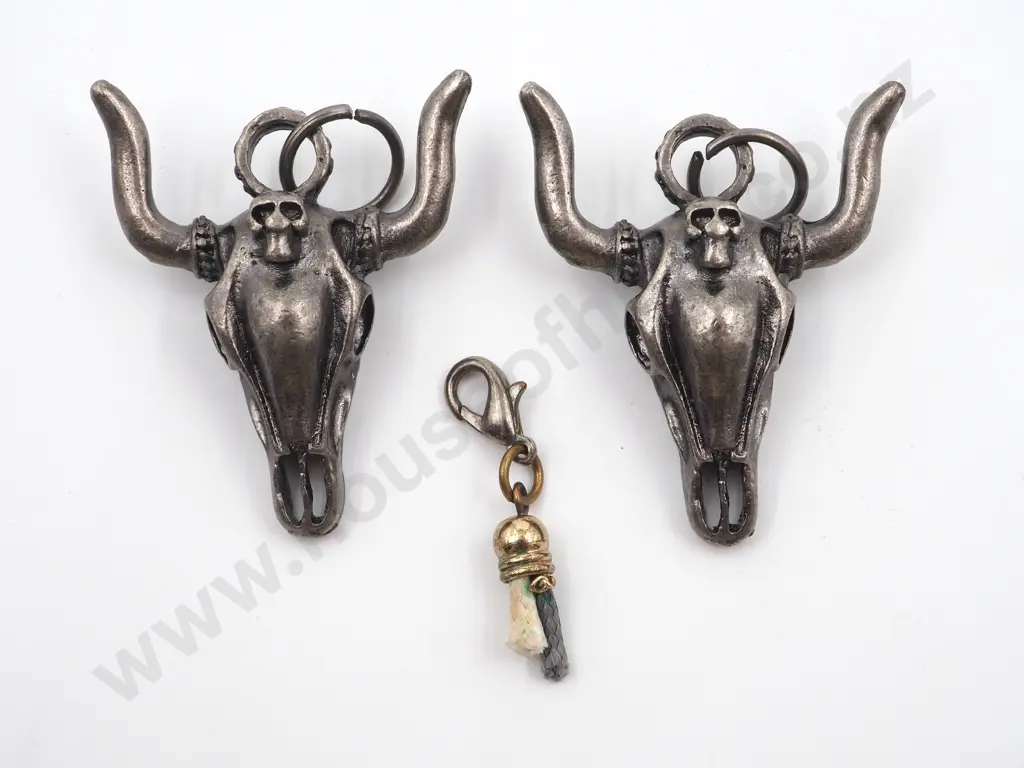 Two Bull Head Stainless Steel Pendants Image 1++