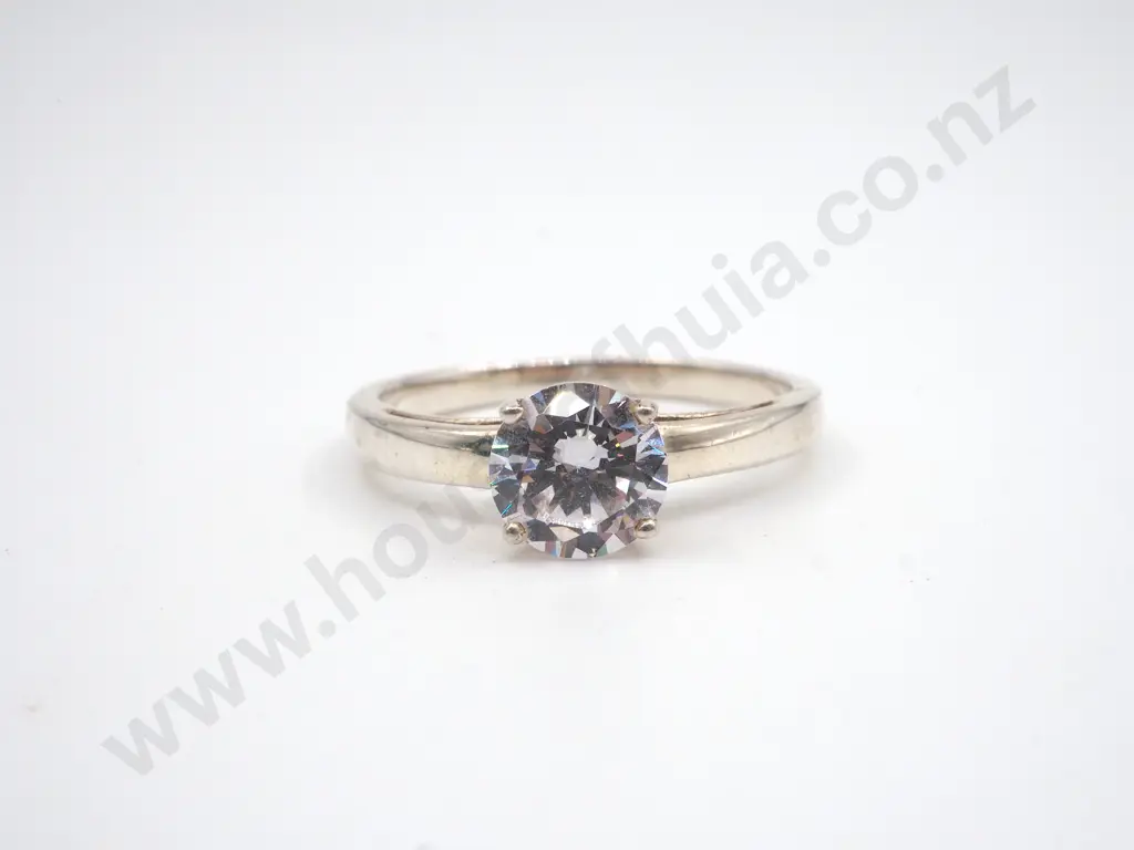 Sterling Silver & CZ Solitaire  Ring Image 1++