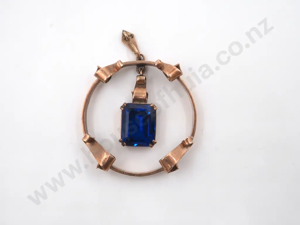 Edwardian Gold & Blue Stone Pendant Image 1++