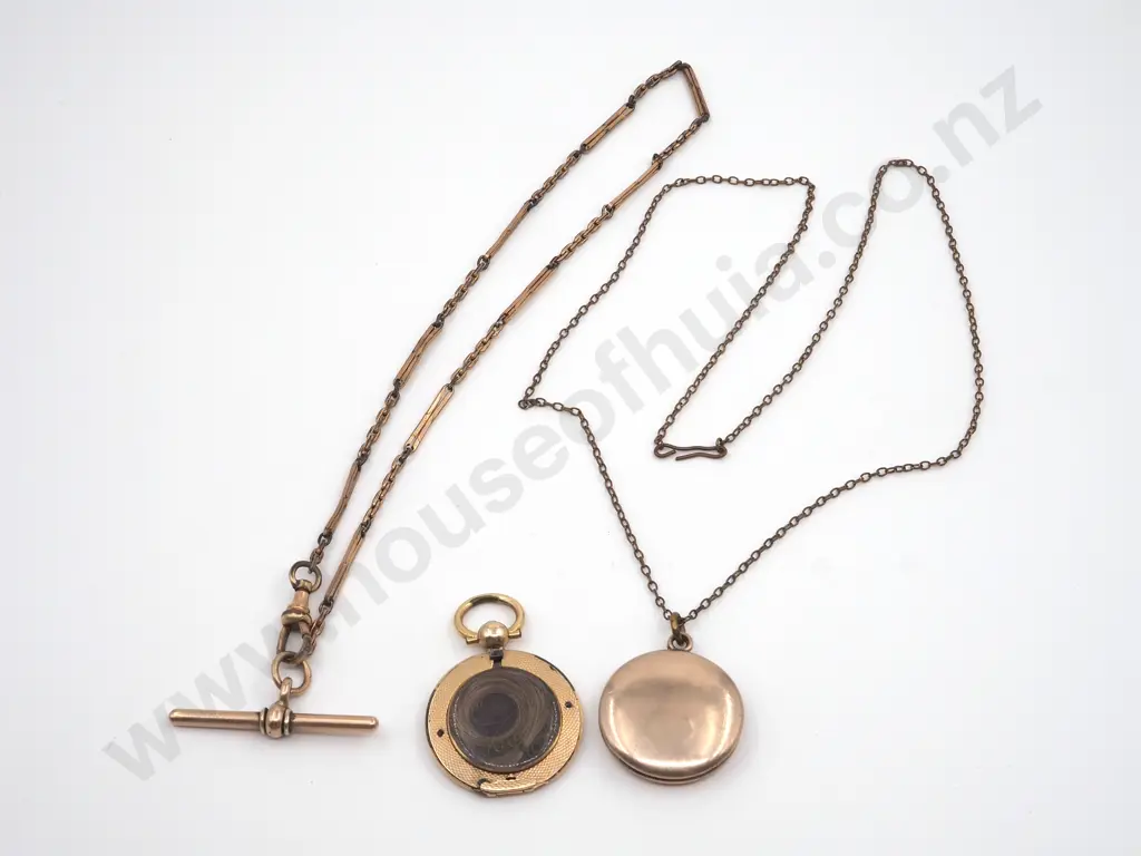 Assorted Rolled Gold Pieces - T Bar Bracelet - Pendant & A/F Mourning Piece Image 1++