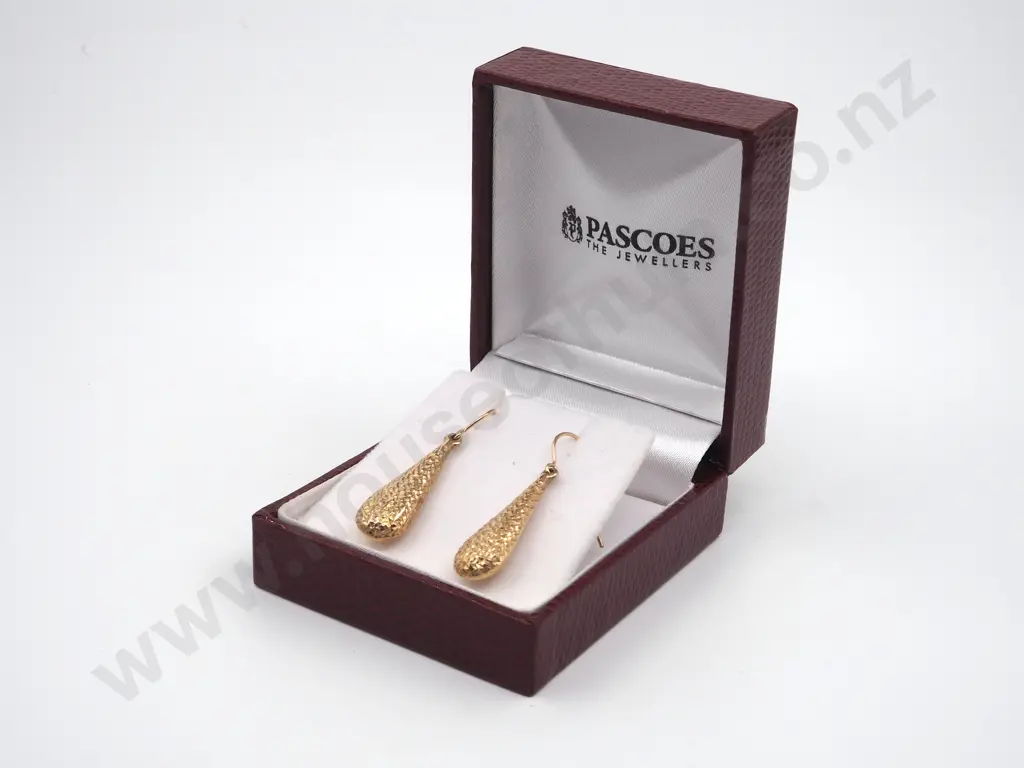 Pair of 9ct Gold Drop  Earrings  Image 1++