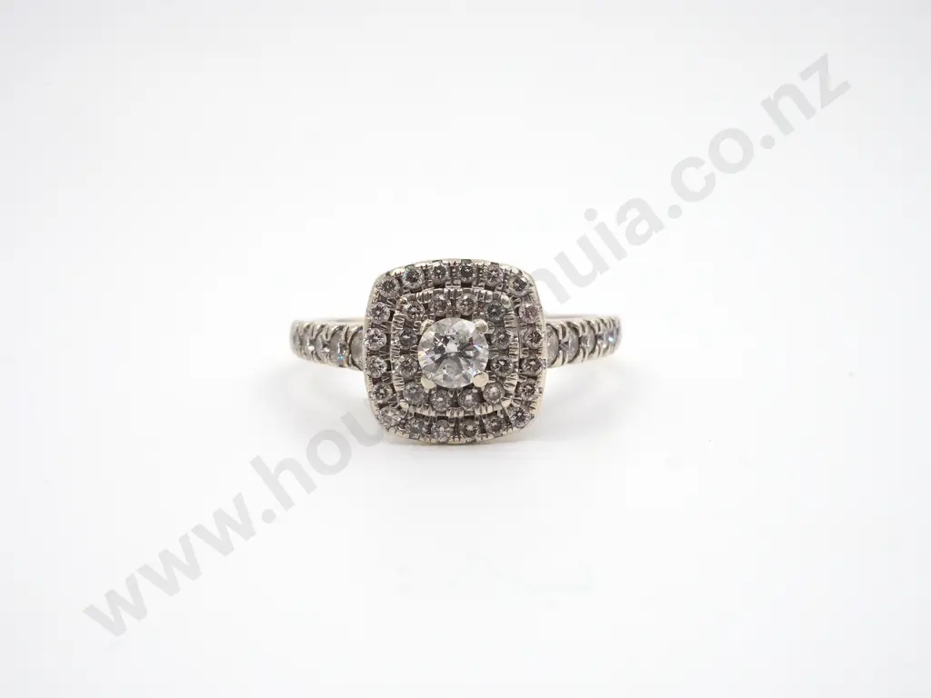 9ct White Gold & Diamond Ring Image 1++