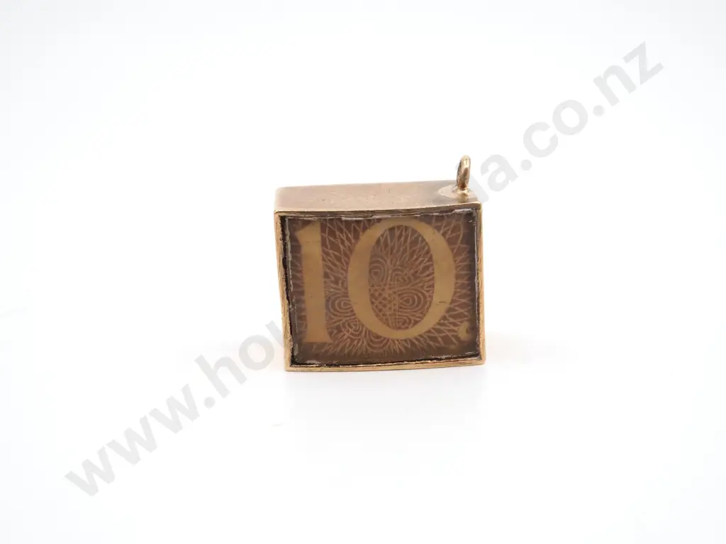 British Hallmarked 9ct Gold Charm - 10 Shilling BankNote- In Case of Emergency Break Glass Image 1++