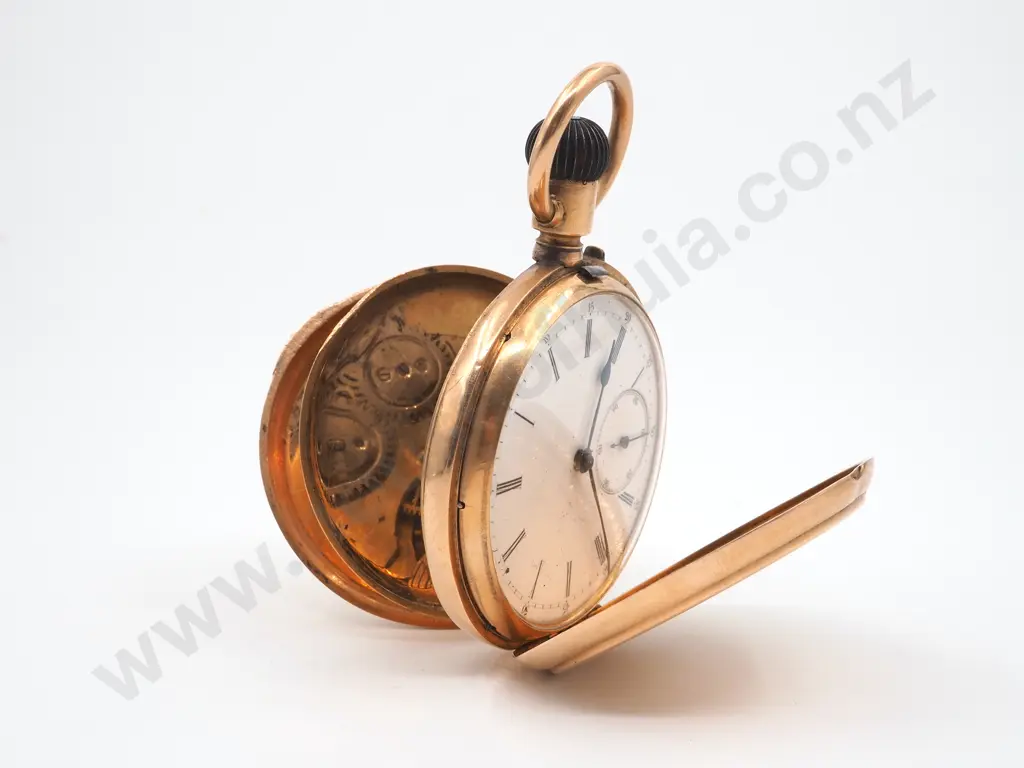 Rolled Gold Hunter Pocket Watch Image 1++