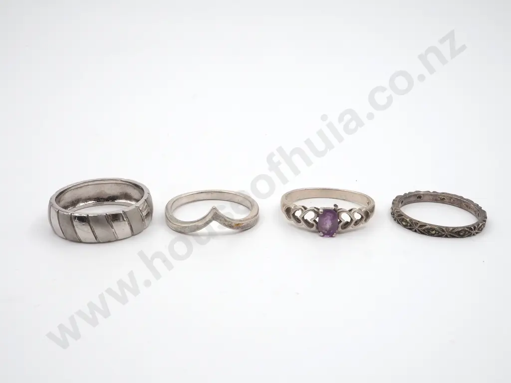 Four Sterling Silver Rings Image 1++