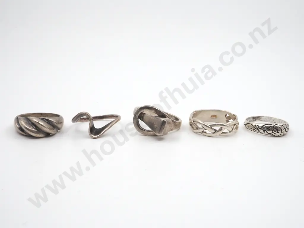 Five Sterling Silver Rings Image 1++