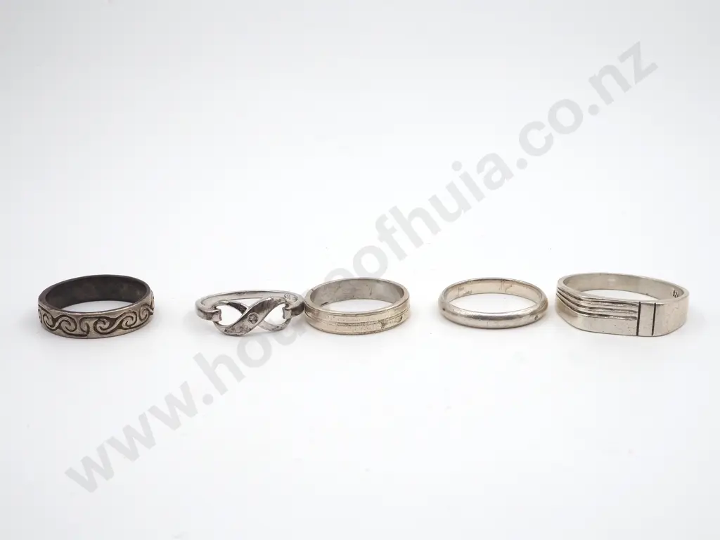 Six Sterling Silver Rings Image 1++