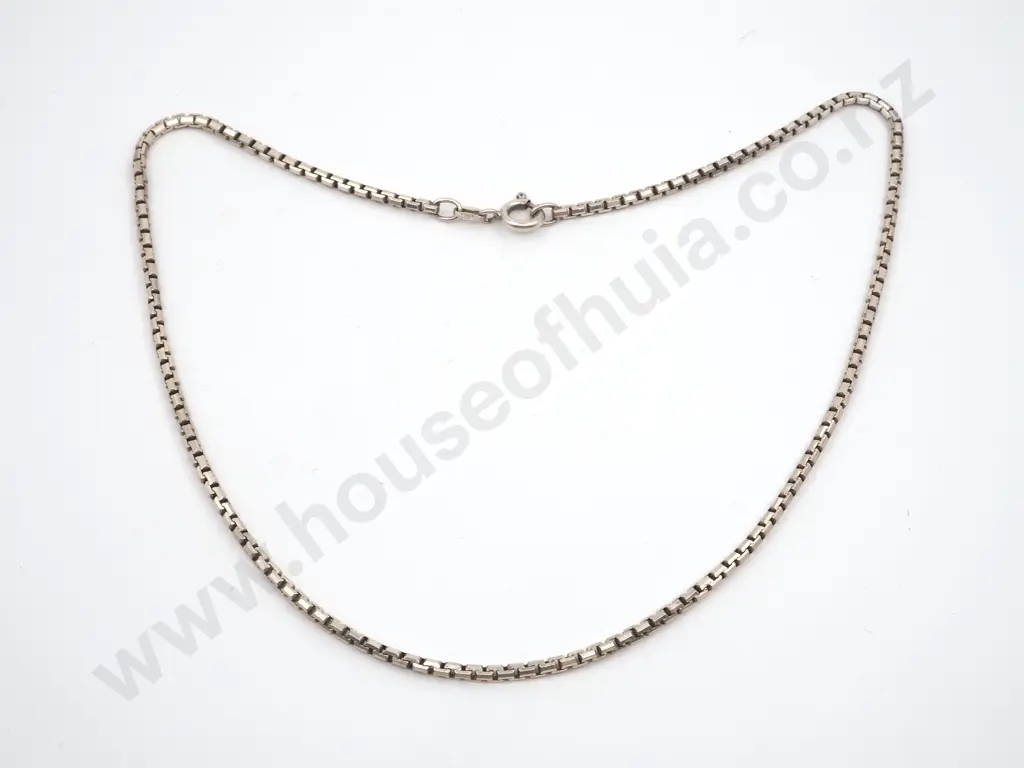 Sterling Silver Fancy Square Link Necklace Image 1++