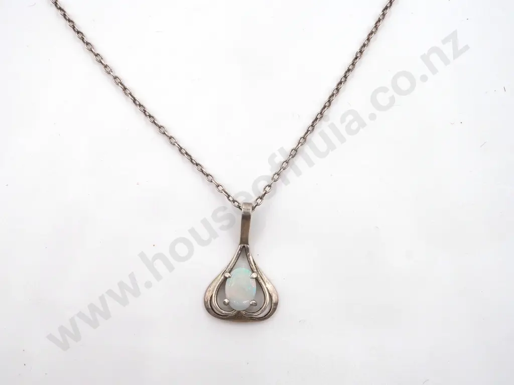 Sterling Silver Opal Pendant On Chain Image 1++