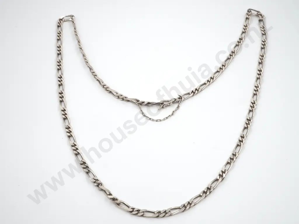 Heavy Sterling Silver Flattened Figaro Chain Image 1++