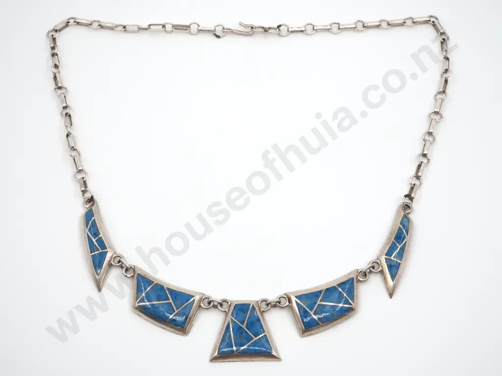 Blue Enamel & Sterling Silver Choker Image 1++