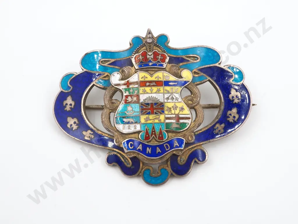 Large Sterling Silver & Enamel Showing Canadian Coat Of Arms Image 1++