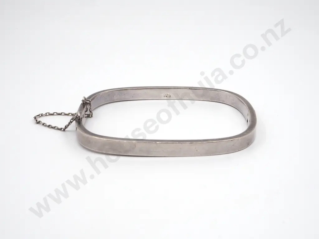 Sterling Silver Plain Square Form Snap Bangle Image 1++