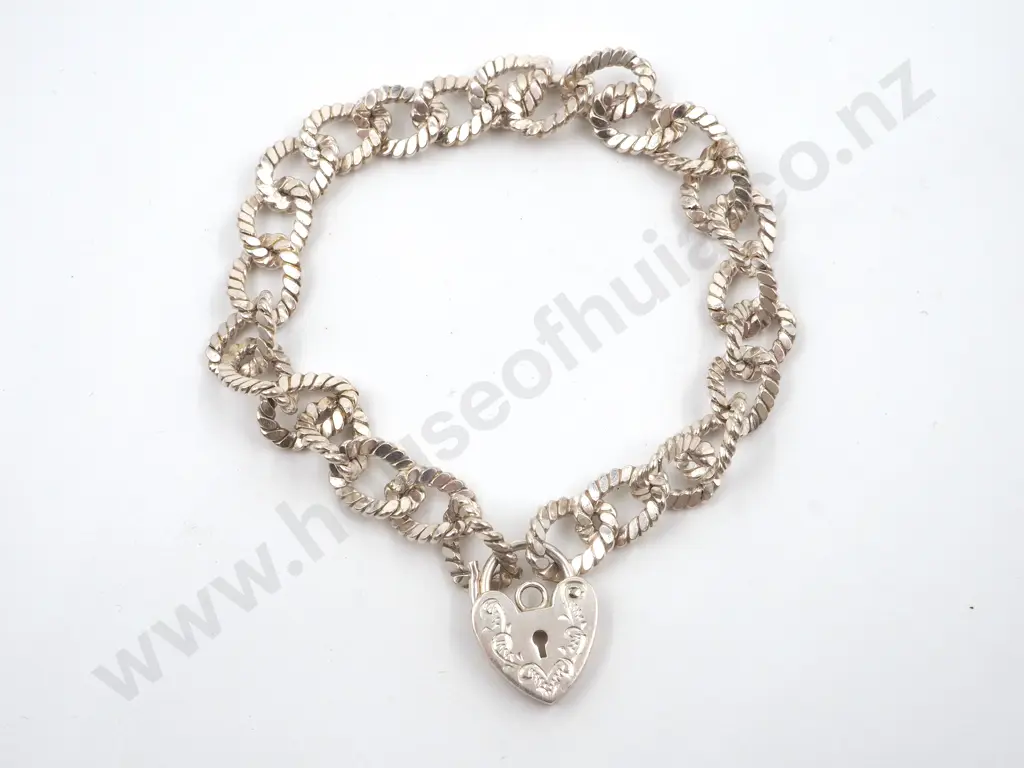 Sterling Silver Fancy Link Bracelet With Padlock Image 1++