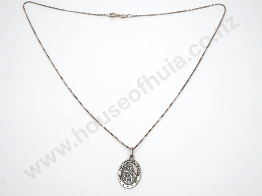 Sterling Silver St Christopher Pendant On Chain Image 1++