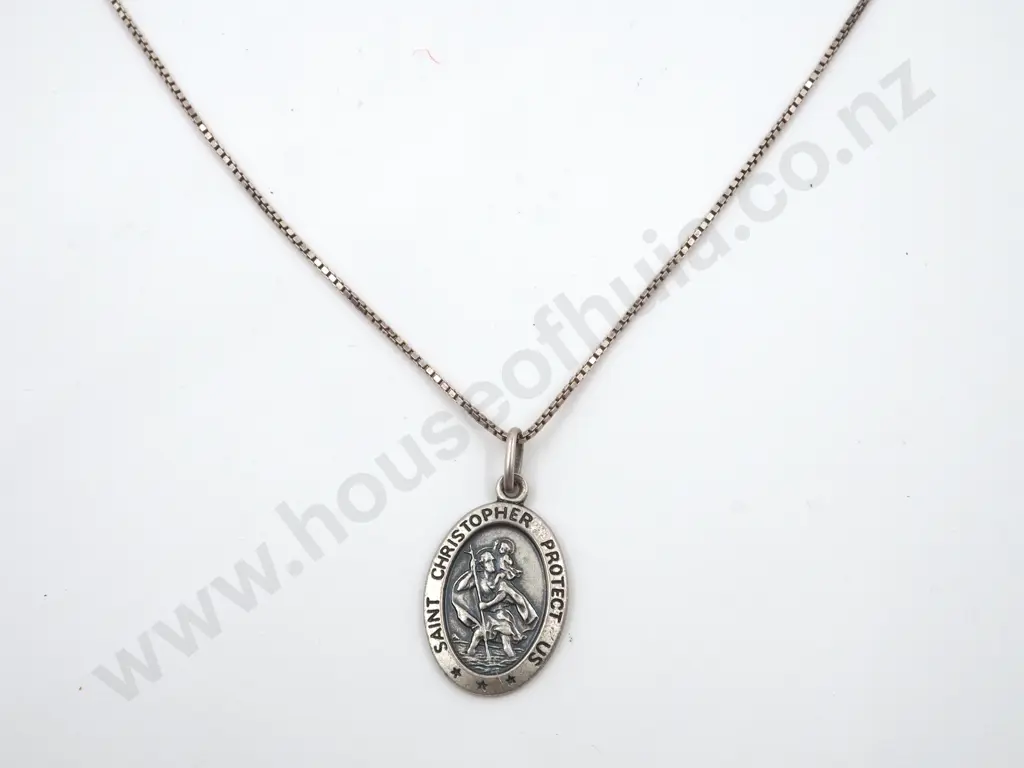 Sterling Silver St Christopher Pendant On Chain Image 1++