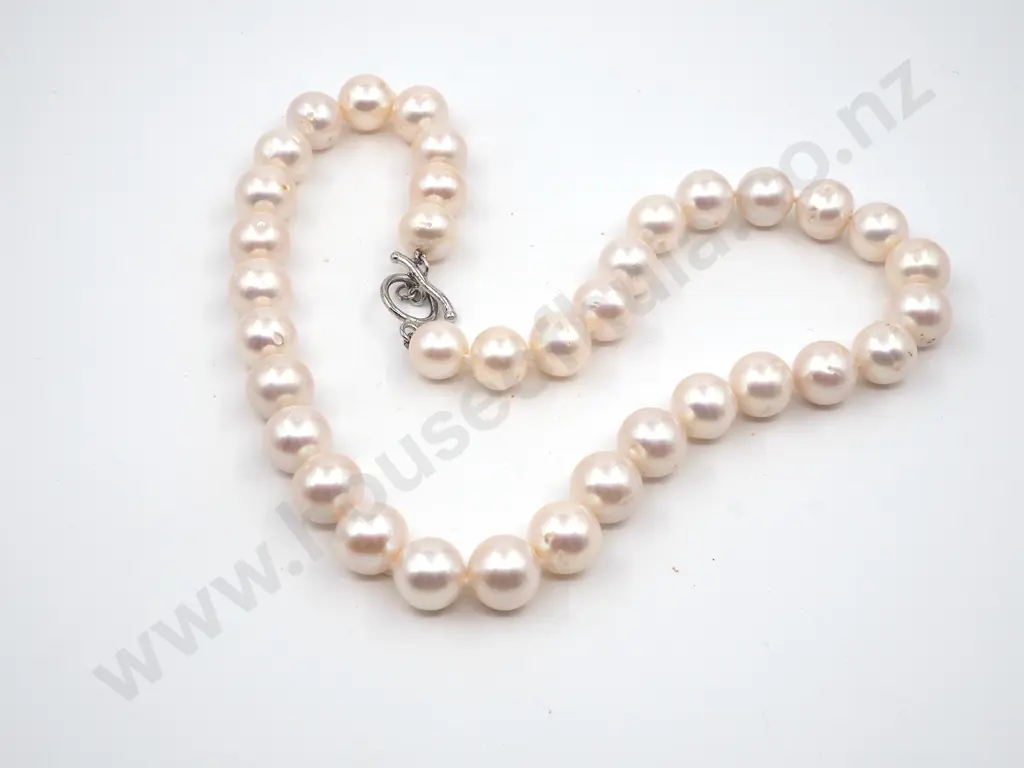 String Of Large Size Choker Length Pearl Necklace,  Image 1++