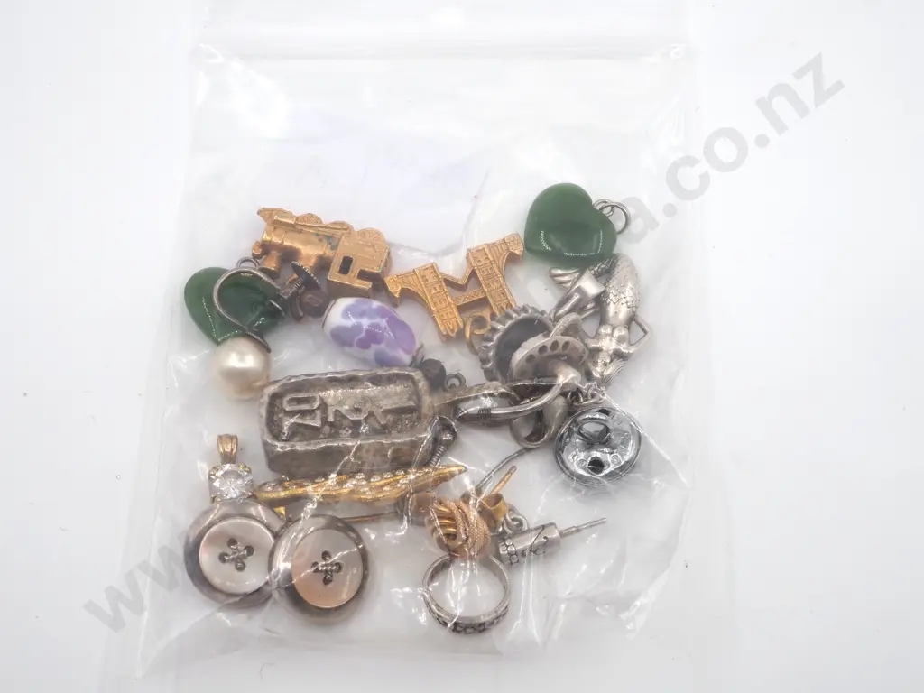 Bag Of Jewellery  To Include Charms, Brooch, Studs Etc. Image 1++