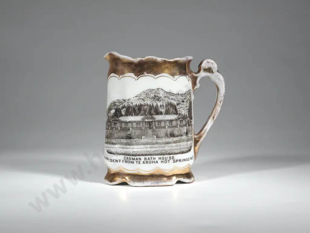 Royal Doulton Saucer Decorated With Kiwis & Marked "Kiwis" Specially Made For J.Bates & Co Ltd  & A Cadman Bathhouse Jug Image 1++