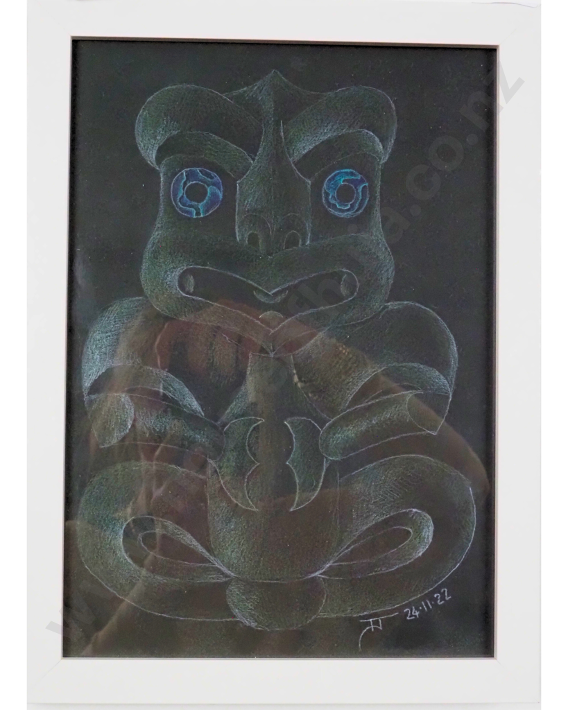 Tahu Jacomb,"Tiki". Pastel On Black Paper.  Dated 24.11.22 280 x 200mm Image 1++