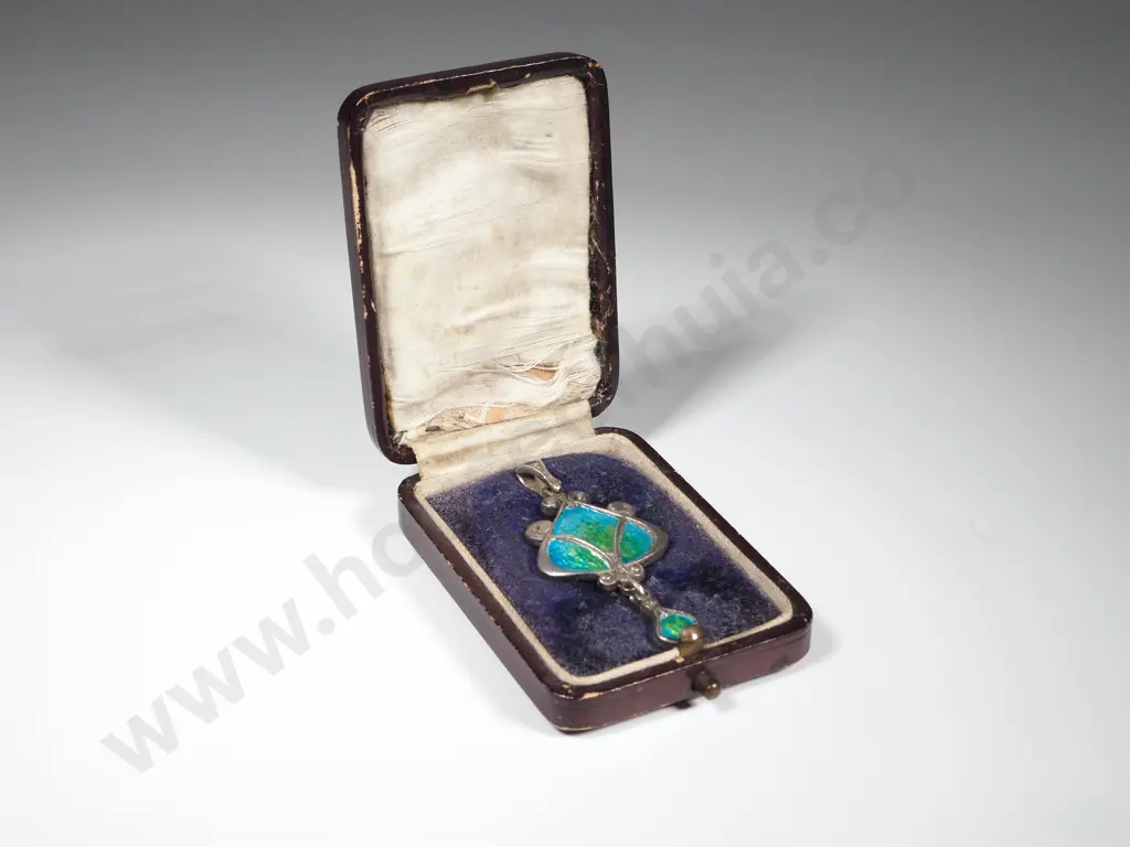 Sterling Silver Enamelled Reuben Watts Drop Pendant Image 1++