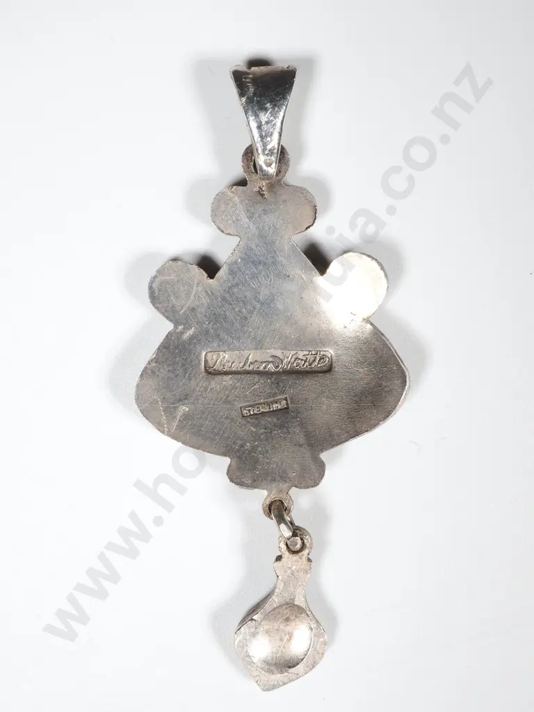 Sterling Silver Enamelled Reuben Watts Drop Pendant Image 1++
