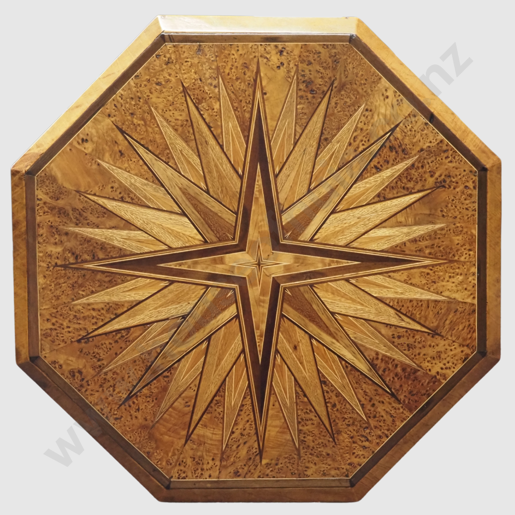 Rare New Zealand Octagonal Starburst  Timber Marquetry Specimen Table In The Manner Of Jewell/Norrie Image 1++