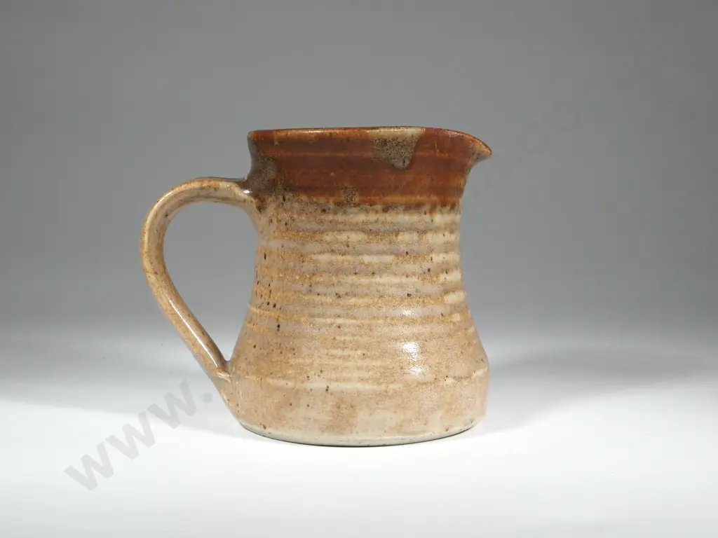 Glazed Jug w Beige Ground and Red Brown Graduated Overlay. Image 1++