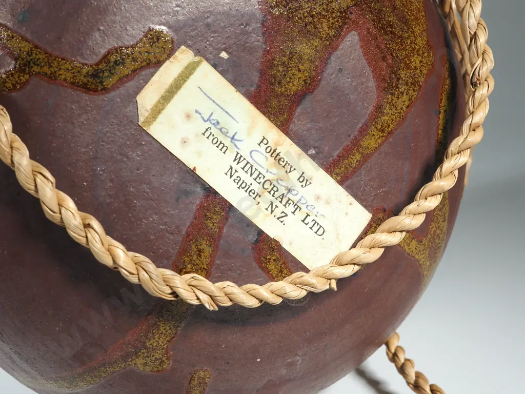 Jack Crapper Hanging Pottery Planter From Winecraft Ltd Napier. Glazed Decoration On a Bisque Ground Image 1++