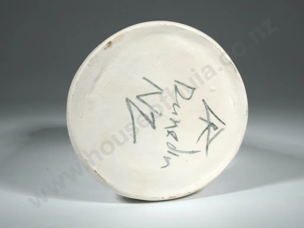 Crackle Glaze Pottery Jug w Cream Ground & Blue Frieze Transfer Image 1++